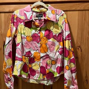 METROSTYLE STRETCH bright floral print size Large NWOT